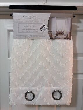 Unlisted Cream Textured Chevron Grommet Window Panel Set
